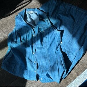 Blue Denim Sleeveless Button Up Maxi Dress